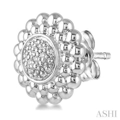 1/50 Ctw Round Cut Diamond Earrings in Sterling Silver