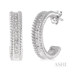 1/20 Ctw Round Cut Diamond Fashion Earrings in Sterling Silver