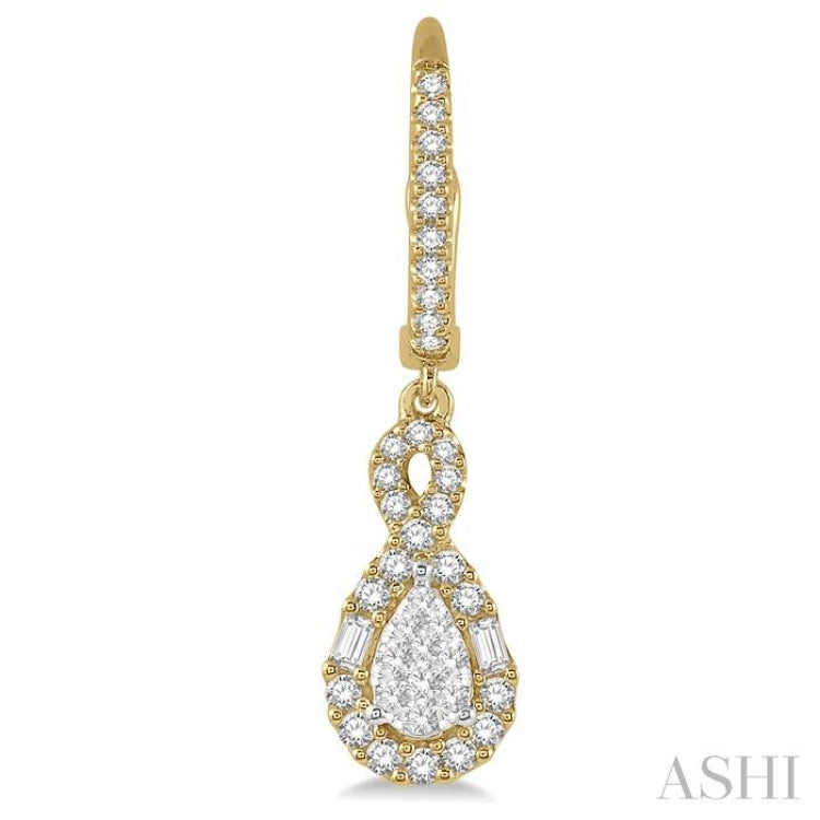 5/8 Ctw Pear Shape Lovebright Diamond Earrings in 14K Yellow and White Gold