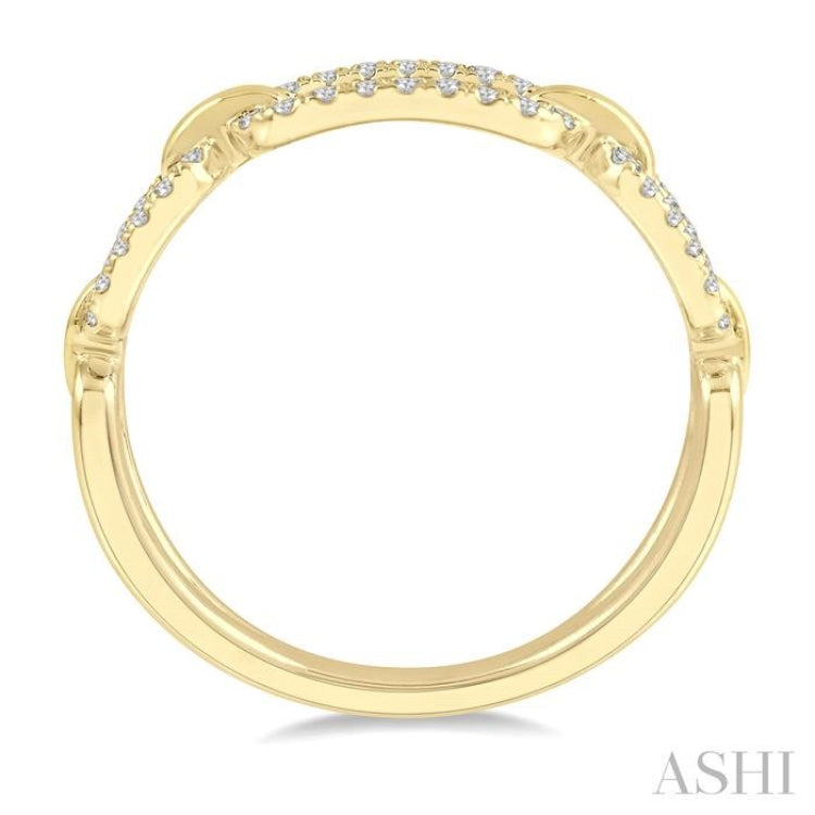 1/5 Ctw Round Cut Diamond Paperclip Ladies Ring in 14K Yellow Gold
