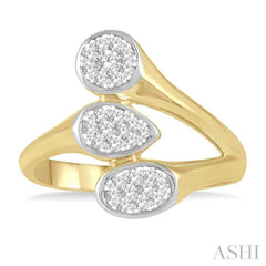 1/3 Ctw Lovebright Interlocked Mixed Shape Mounts Round Cut Diamond Fashion Ring in 10K Yellow and White Gold