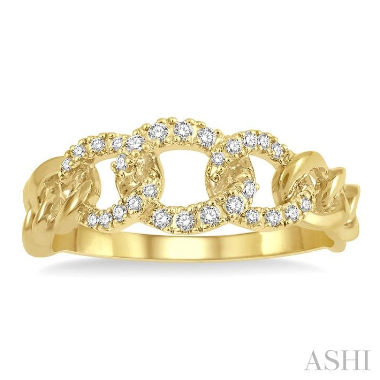 1/6 Ctw Curb & Cuban Round Cut Diamond Fashion Band in 14K Yellow Gold