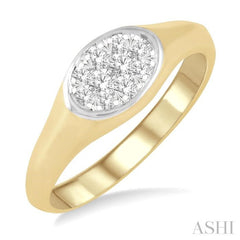 1/4 Ctw Oval Shape Lovebright Diamond Ring in 14K Yellow and White Gold