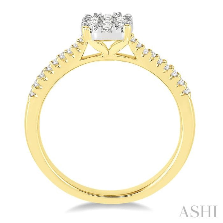 3/8 Ctw Round Shape Diamond Lovebright Ring in 14K Yellow and White Gold