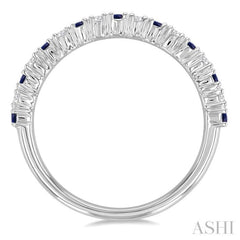 1.80 MM Round Shape Sapphire and 1/4 Ctw Round Cut Diamond Precious Stack Band in 10K White Gold