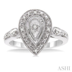 1/20 Ctw Pear Shape Round Cut Diamond Ring in Sterling Silver