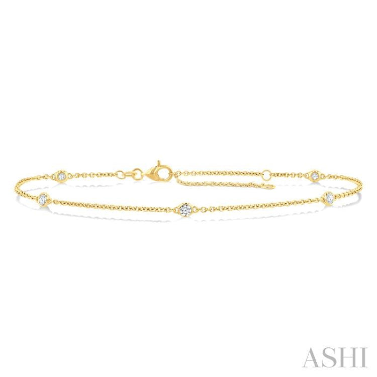 1/4 Ctw Round Cut Diamond Station Bracelet in 14K Yellow Gold