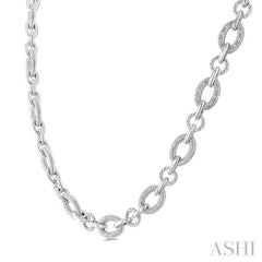 1/4 Ctw Round Cut Diamond Bold Oval Shape Rope Link Necklace in Sterling Silver