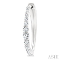 1/2 Ctw Round Cut Diamond Graduated Riviera Hoop Earrings in 14K White Gold