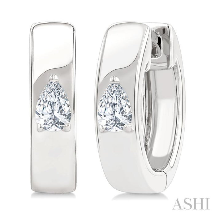 1/6 Ctw Pear Shape Diamond Petite Huggie Earrings in 10K White Gold