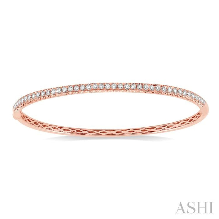 1 Ctw Round Cut Diamond Bangle in 14K Rose Gold