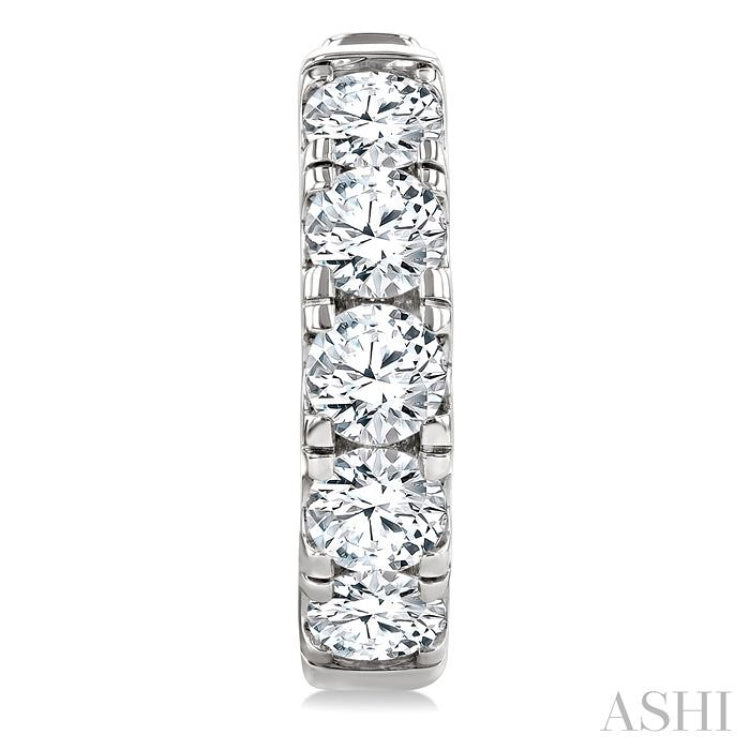 4 Ctw Round Cut Diamond Hoop Earrings in 14K White gold