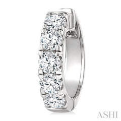 4 Ctw Round Cut Diamond Hoop Earrings in 14K White gold