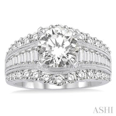 1 1/2 Ctw Diamond Semi-Mount Engagement Ring in 14K White Gold
