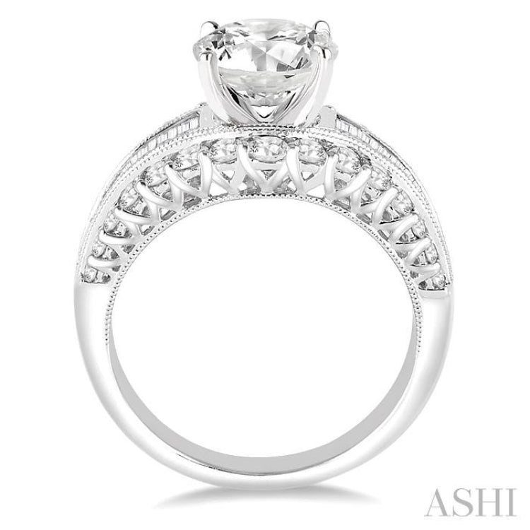 1 1/2 Ctw Diamond Semi-Mount Engagement Ring in 14K White Gold