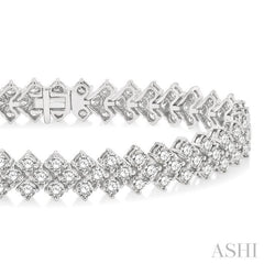10 Ctw Chevron Link Round Cut Diamond Tennis Bracelet in 14K White Gold