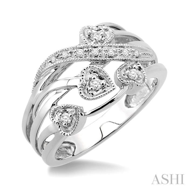 1/20 Ctw Round Cut Diamond Crossover Heart Ring in Sterling Silver