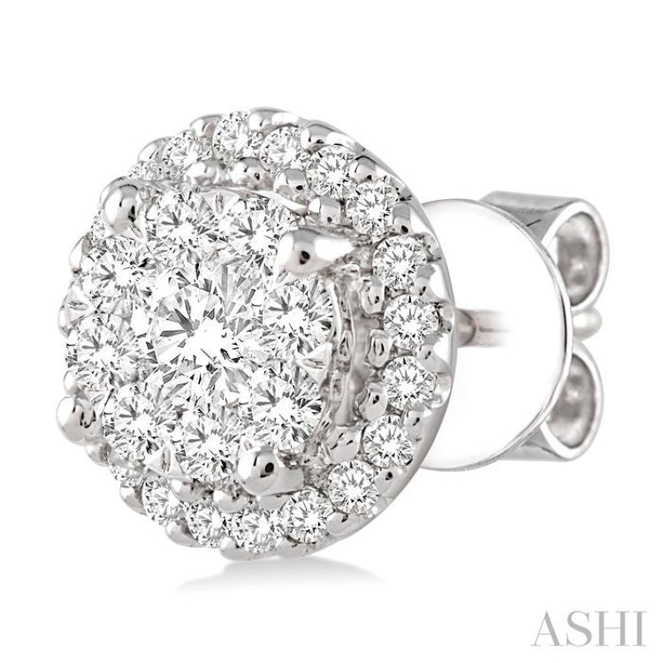 1 Ctw Lovebright Round Cut Diamond Earrings in 14K White Gold