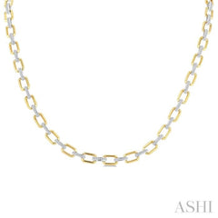 1/2 Ctw Round Cut Diamond Bold Octagonal Shape Link Necklace in 10K Yellow and White Gold