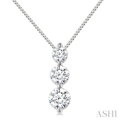 1/4 Ctw Round Cut Diamond Three-Stone Snowman Pendant With Chain in 14K White Gold