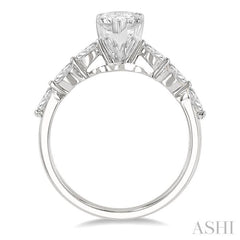3/8 Ctw Pear Shape Marquise & Round Cut Diamond Semi-Mount Engagement Ring in 14K White Gold