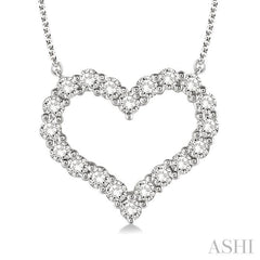 1/2 Ctw Round Cut Diamond Heart Pendant With Chain in 14K white Gold