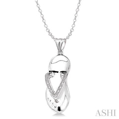 1/50 Ctw Round Cut Diamond Flip Flop Pendant in Sterling Silver with Chain