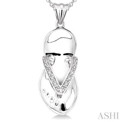 1/50 Ctw Round Cut Diamond Flip Flop Pendant in Sterling Silver with Chain