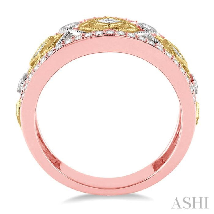 5/8 Ctw Diamond Fashion Ring in 14K Tri Color Gold