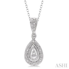 1/20 Ctw Pear Shape Round Cut Diamond Pendant in Sterling Silver with Chain