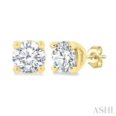 3/8 Ctw Round Cut Diamond Stud Earrings in 14K Yellow Gold