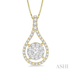 5/8 Ctw Lovebright Round Cut Diamond Pendant in 14K Yellow and White Gold with Chain