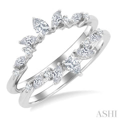 1/2 Ctw Pear, Marquise and Round Cut Diamond Insert Ring in 14K White Gold