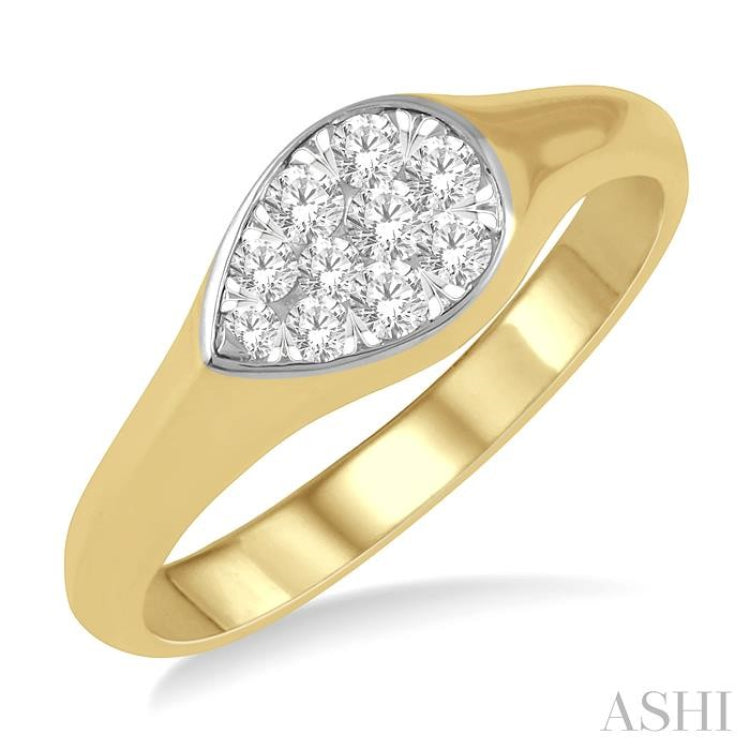 1/4 Ctw Pear Shape Lovebright Diamond Ring in 14K Yellow and White Gold