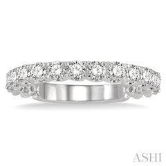 3/4 Ctw Lattice Round Cut Diamond Wedding Band in 14K White Gold