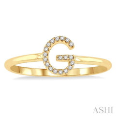 1/20 Ctw Initial 'G' Round Cut Diamond Fashion Ring in 10K Yellow Gold