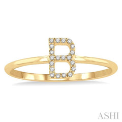 1/20 Ctw Initial 'B' Round Cut Diamond Fashion Ring in 10K Yellow Gold