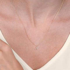 1/20 Ctw Initial 'G' Round Cut Diamond Pendant With Chain in 14K Yellow Gold