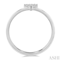 1/20 Ctw Initial 'T' Round Cut Diamond Fashion Ring in 10K White Gold