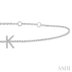 1/20 Ctw Initial 'K' Round Cut Diamond Bracelet in 10K White Gold