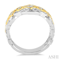 1/2 Ctw Round and Princess Cut Diamond Fashion Band in 14K White and Yellow Gold