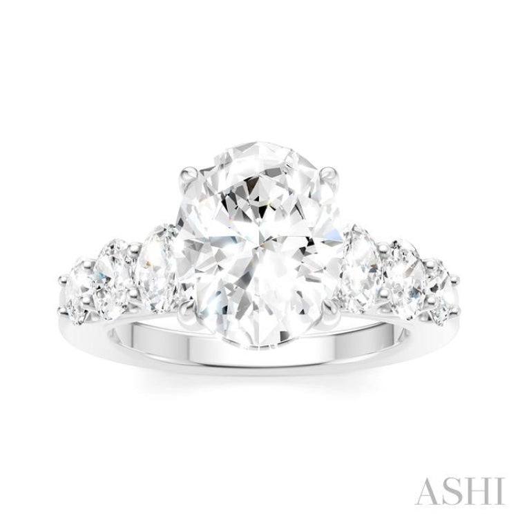 1 1/4 Ctw Oval Shape Oval and Round Cut Diamond Semi-Mount Engagement Ring in 14K White Gold