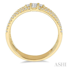 3/8 Ctw Rope and Round Diamond Multi Row Layered Fashion Ring in 14K Yellow Gold