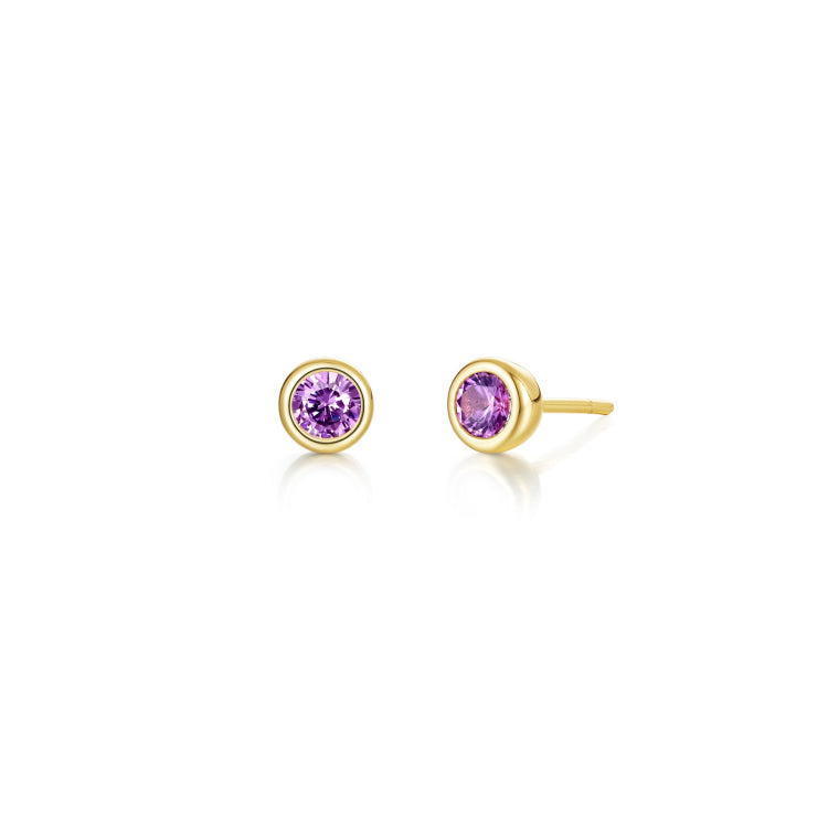 June Bezel Birthstone Earrings