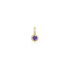February Bezel Birthstone Charm Pendant