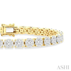 5 Ctw Round Cut Diamond Lovebright Tennis Bracelet in 14K Yellow and White Gold