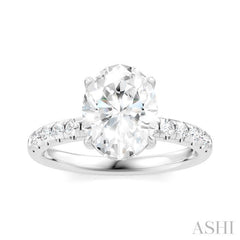 1/3 Ctw Oval Shape Round Cut Diamond Semi-Mount Engagement Ring in 14K White Gold