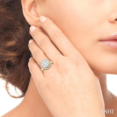 1 1/2 Ctw Lovebright Round Cut Diamond Engagement Ring in 14K Yellow and White Gold