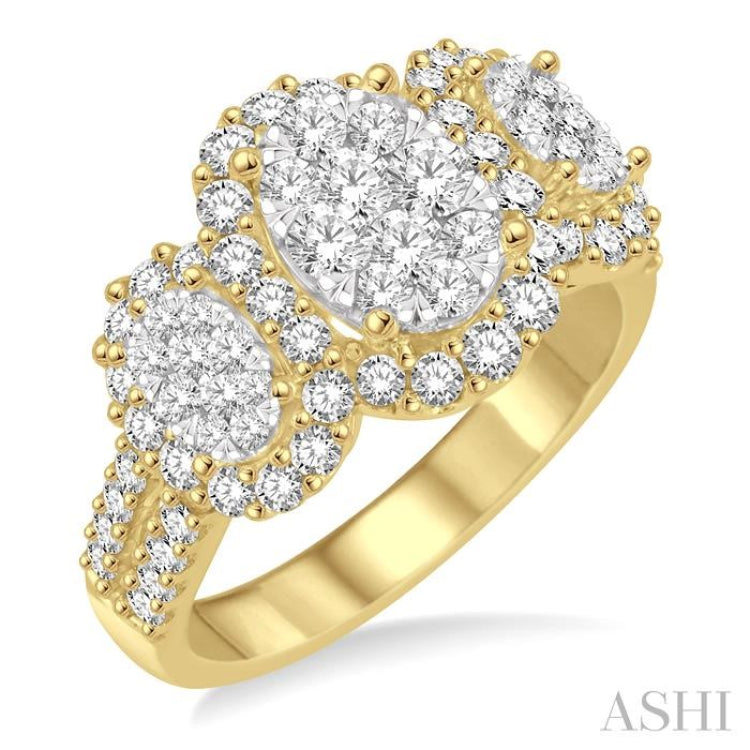 1 1/3 Ctw Diamond Lovebright Ring in 14K Yellow and White Gold