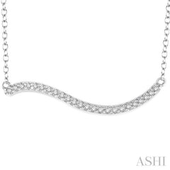 1/6 Ctw Wave Round Cut Diamond Necklace With Link Chain in 10K White Gold